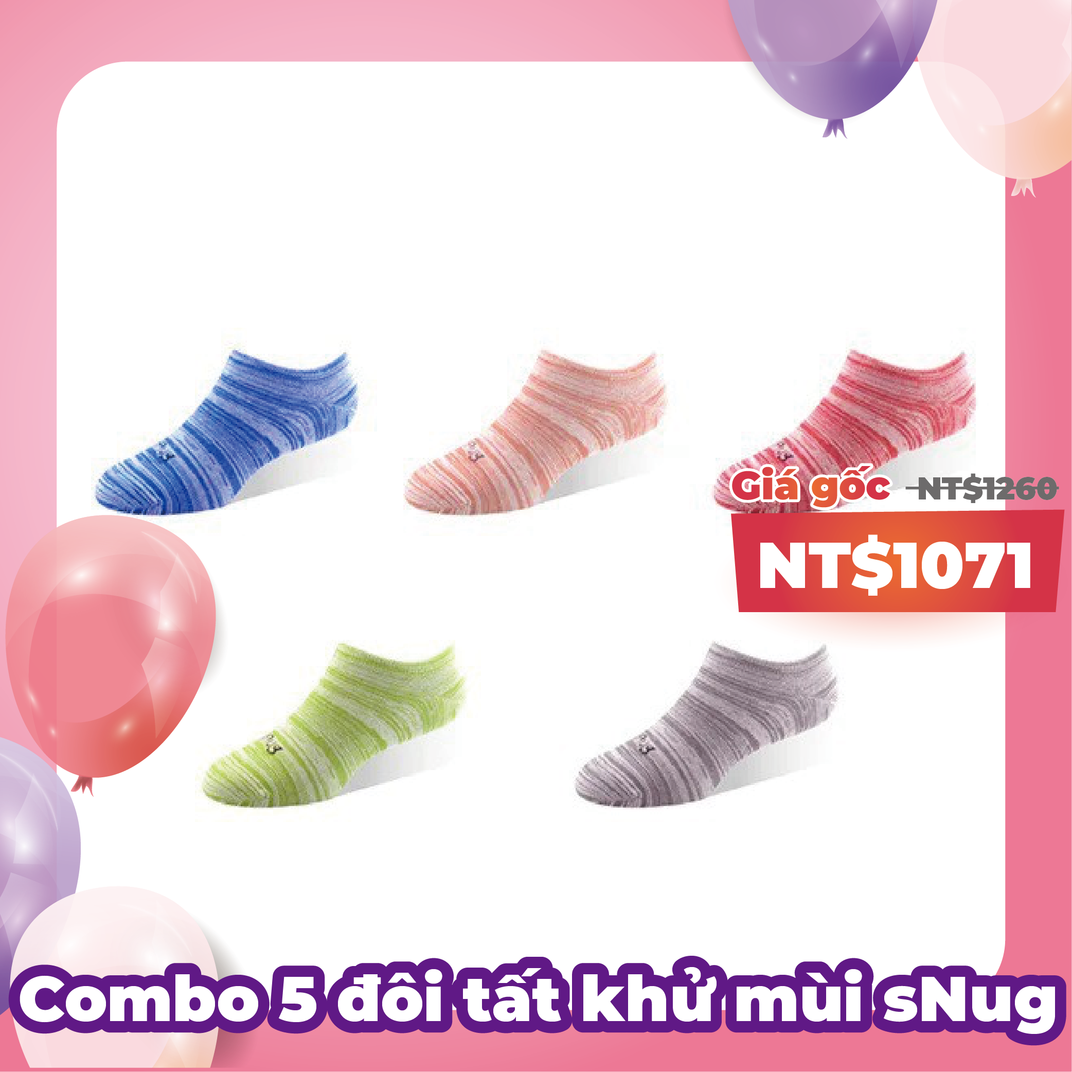 Tất cổ ngắn thời trang-Tùy ý chọn 5 đôi【sNug Care What Carries You-Tất công nghệ tốt cho sức khỏe sNug-Tất khử mùi hôi trong 10 giây】