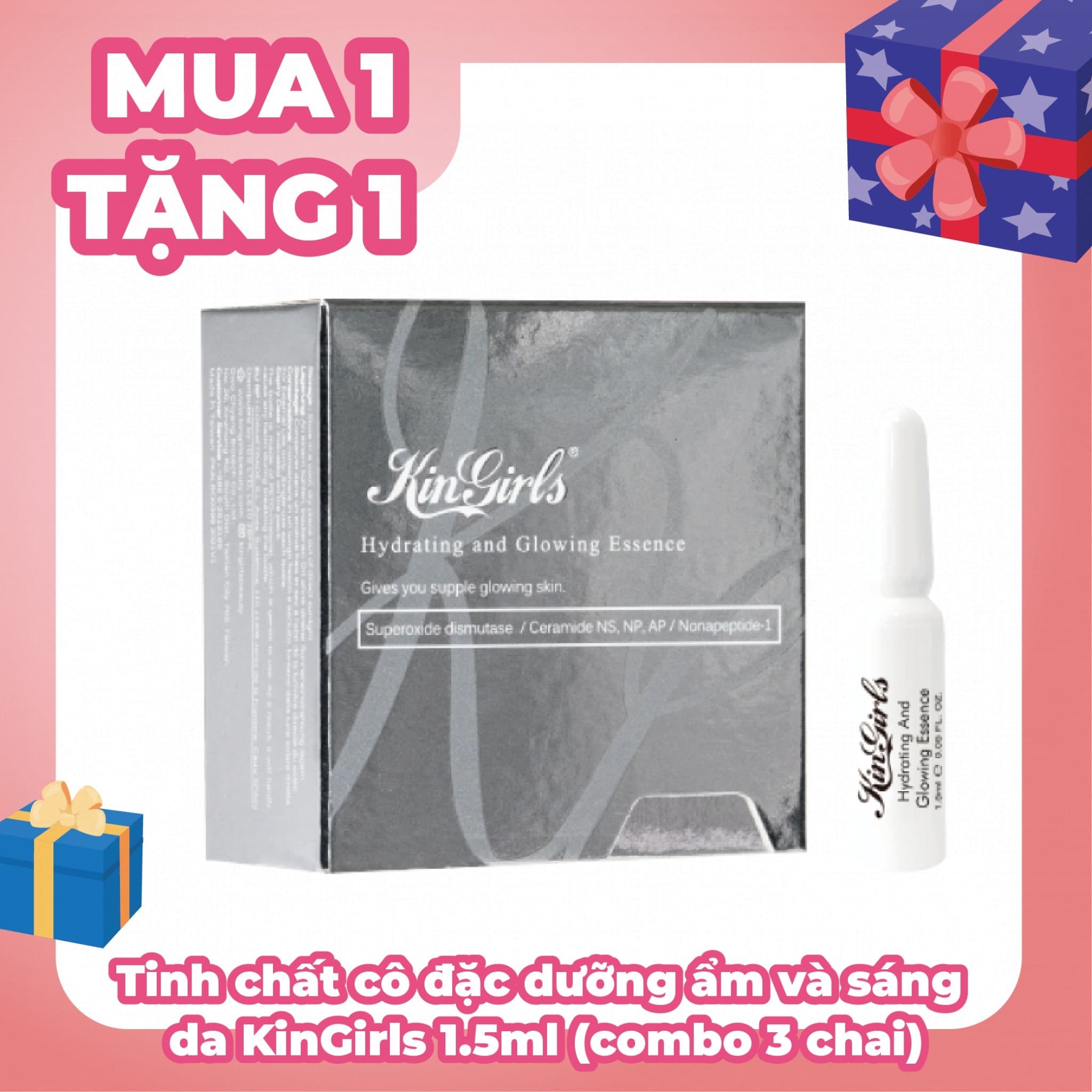 Tinh chất cô đặc dưỡng ẩm và sáng da KinGirls 1.5ml (combo 3 chai)