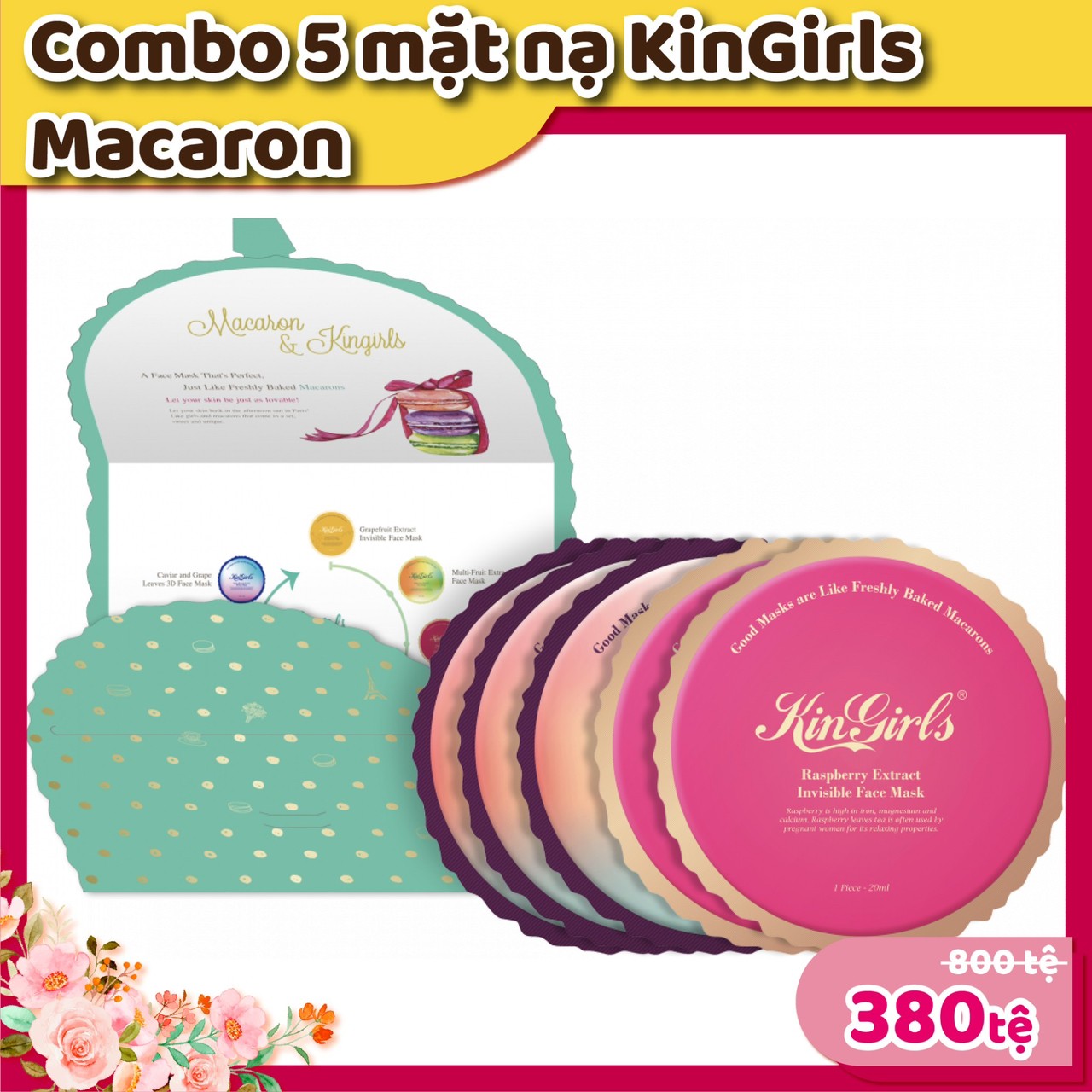 Combo 5 mặt nạ KinGirls Macaron