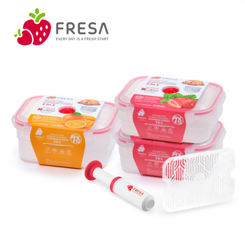 【Ưu đãi giới hạn】Bộ hộp chân không bảo quản thực phẩm có thể cho vào lò vi sóng FRESA-EC04 【Ưu đãi giới hạn】Bộ hộp chân không bảo quản thực phẩm có thể cho vào lò vi sóng FRESA-EC04