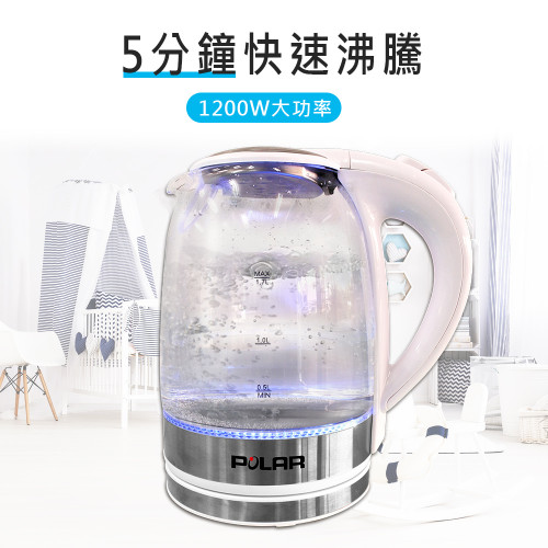 Ấm siêu tốc thủy tinh 1.7L【POLAR】 Ấm siêu tốc thủy tinh 1.7L【POLAR】