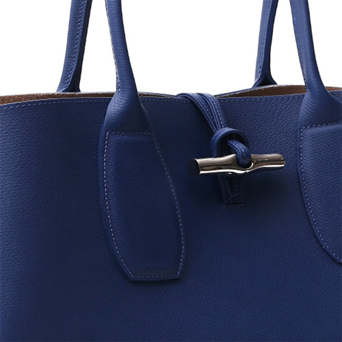Túi xách, ba lô đeo vai size lớn LONGCHAMP ROSEAU màu xanh, tay cầm dài [Hàng trưng bày/Hàng NG]