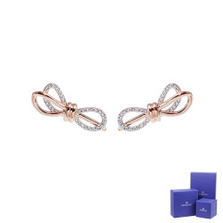 Bông Tai Lifelong Swarovski Cao Cấp - Bow Crystal Bright Stereo Bow Earrings Silver x Rose Gold [Swarovski] (5447089)