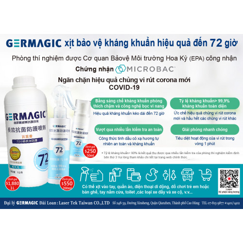 GERMAGIC xịt bảo vệ kháng khuẩn hiệu quả đến 72 giờ (250ml+50ml) GERMAGIC xịt bảo vệ kháng khuẩn hiệu quả đến 72 giờ (250ml+50ml)