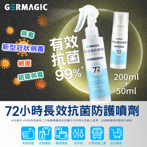 GERMAGIC xịt bảo vệ kháng khuẩn hiệu quả đến 72 giờ (250ml+50ml) GERMAGIC xịt bảo vệ kháng khuẩn hiệu quả đến 72 giờ (250ml+50ml)